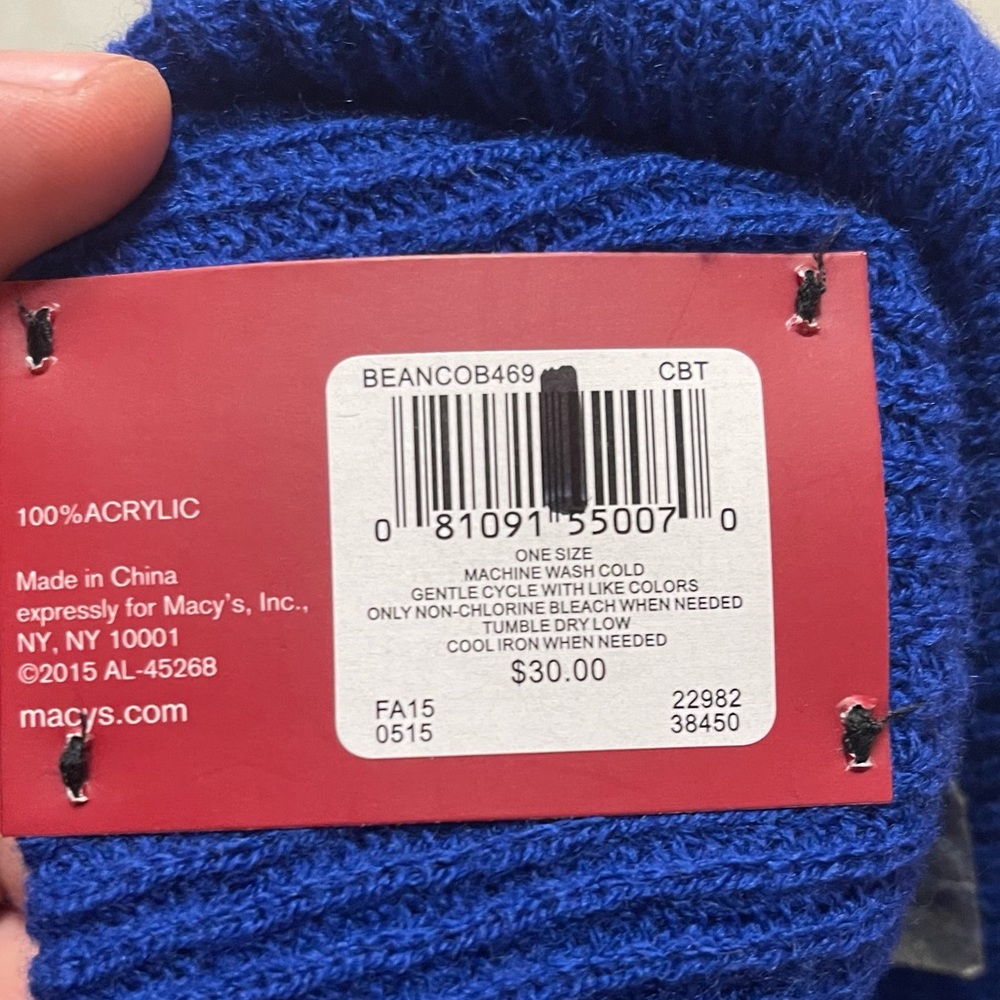 NWT Blue Beanie -Alfani Unisex - Picture 3 of 5